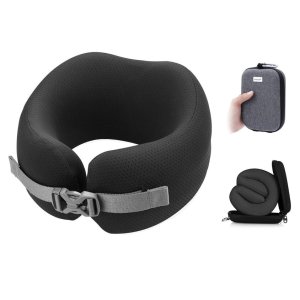 Easynap Foldable Pocket Travel Neck Pillow With Pouch Medium - Moonless Night (Black)