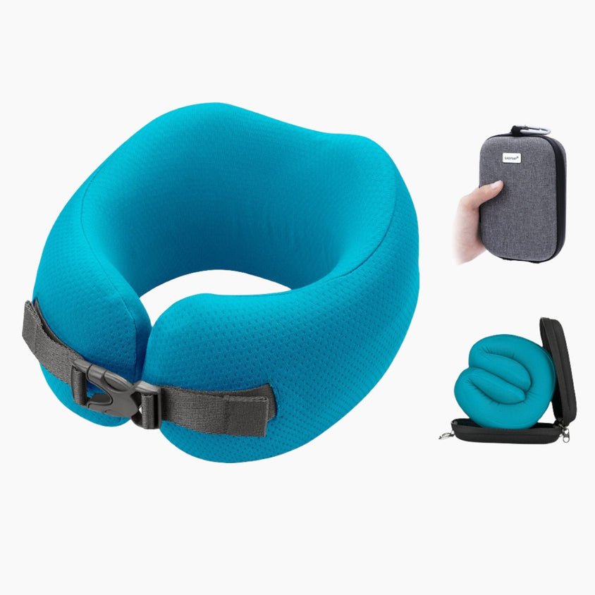 Easynap Foldable Pocket Travel Neck Pillow With Pouch Small - Algiers Blue (Turquoise)