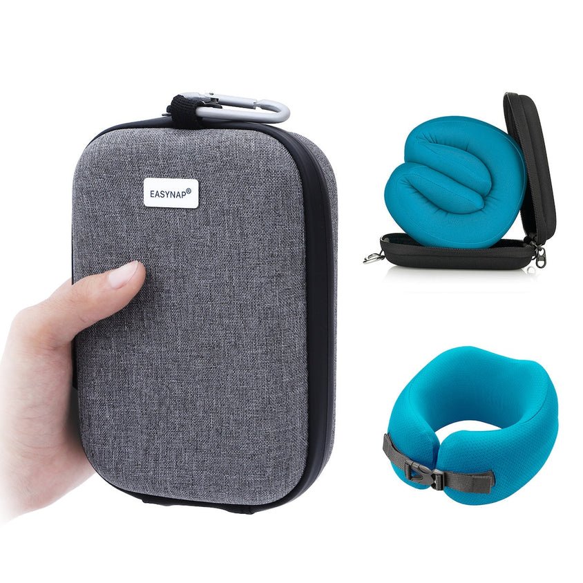 Easynap Foldable Pocket Travel Neck Pillow With Pouch Small - Algiers Blue (Turquoise) - Image 2