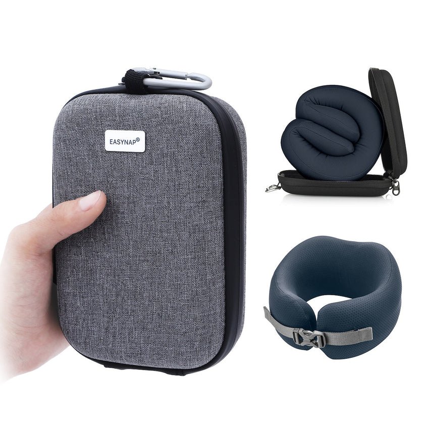 Easynap Foldable Pocket Travel Neck Pillow With Pouch Small - Midnight Navy (Dark Blue) - Image 2